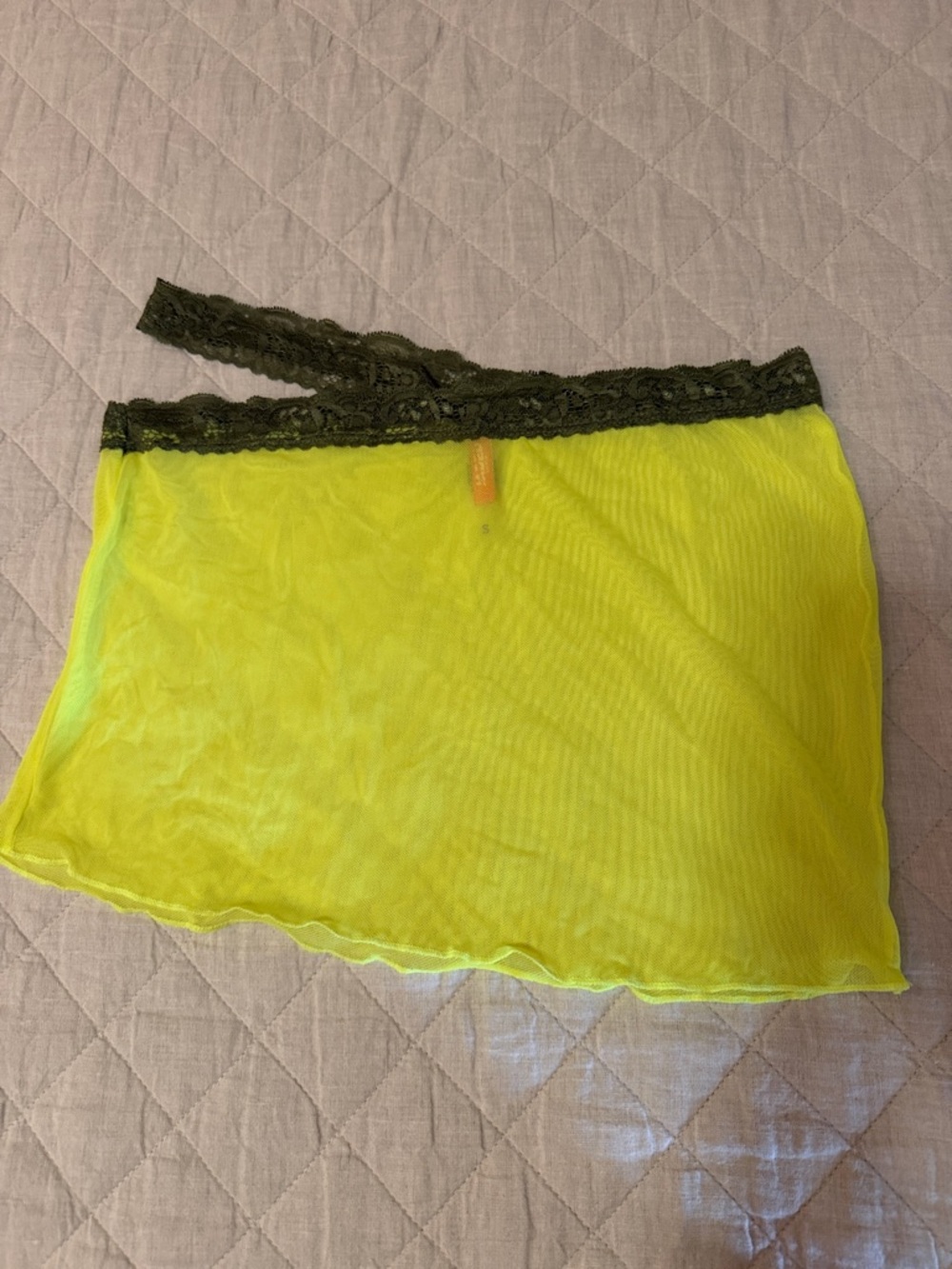 Jaded London Sheer Neon Yellow Lace-Trim Swim Skirt